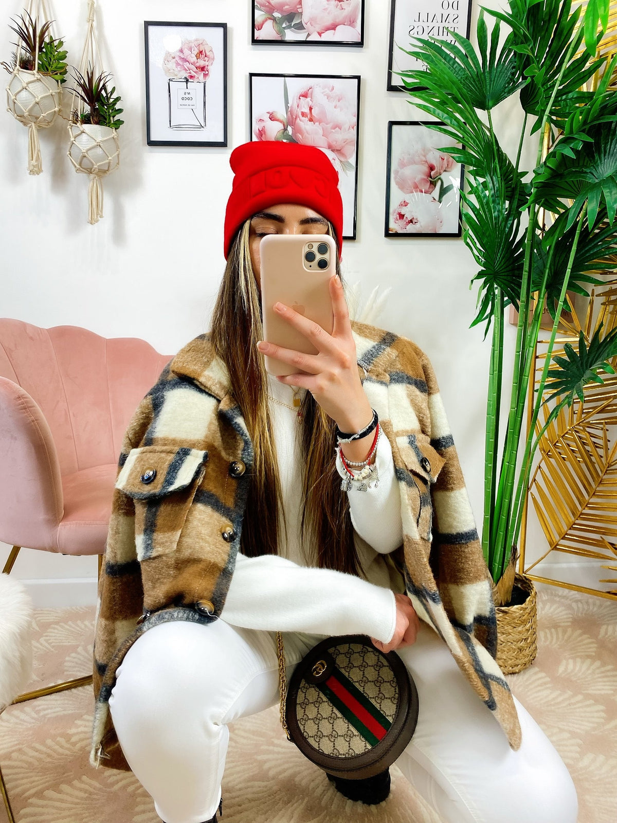 Giacca a quadri Camel