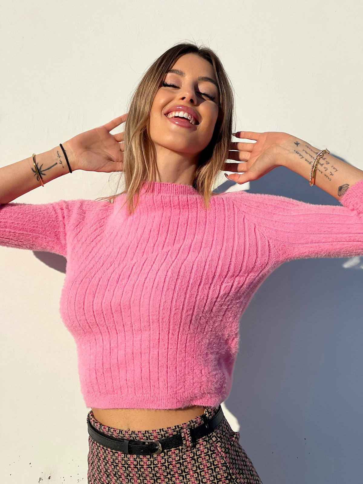 Maglioncino morbidissimo rosa barbie