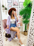 Kimono effetto bandana lilla