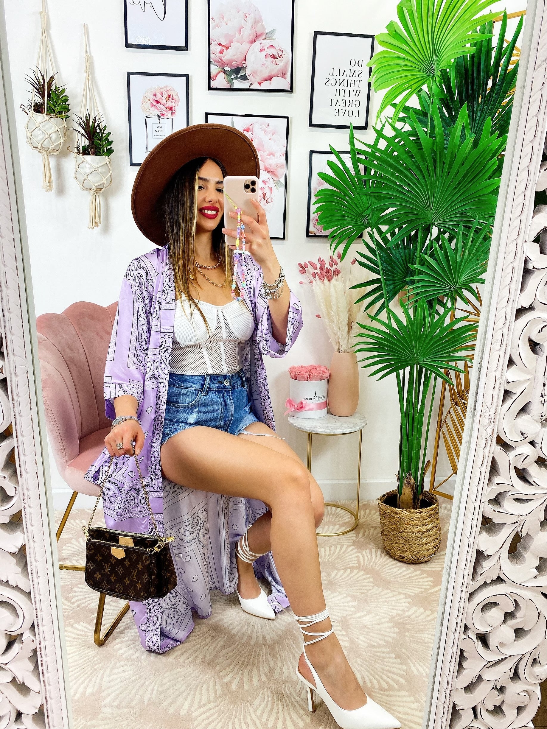 Kimono effetto bandana lilla