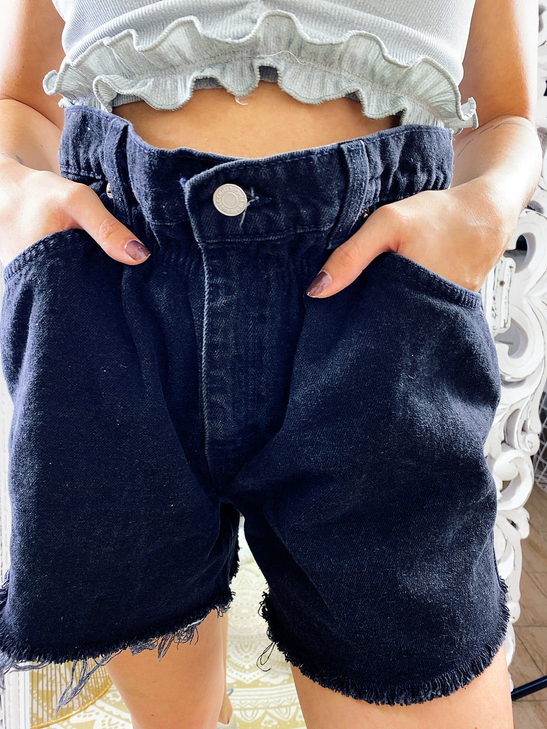 Short Vintage Levi’s nero con borchie argento
