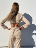 Completo top e pantalone beige