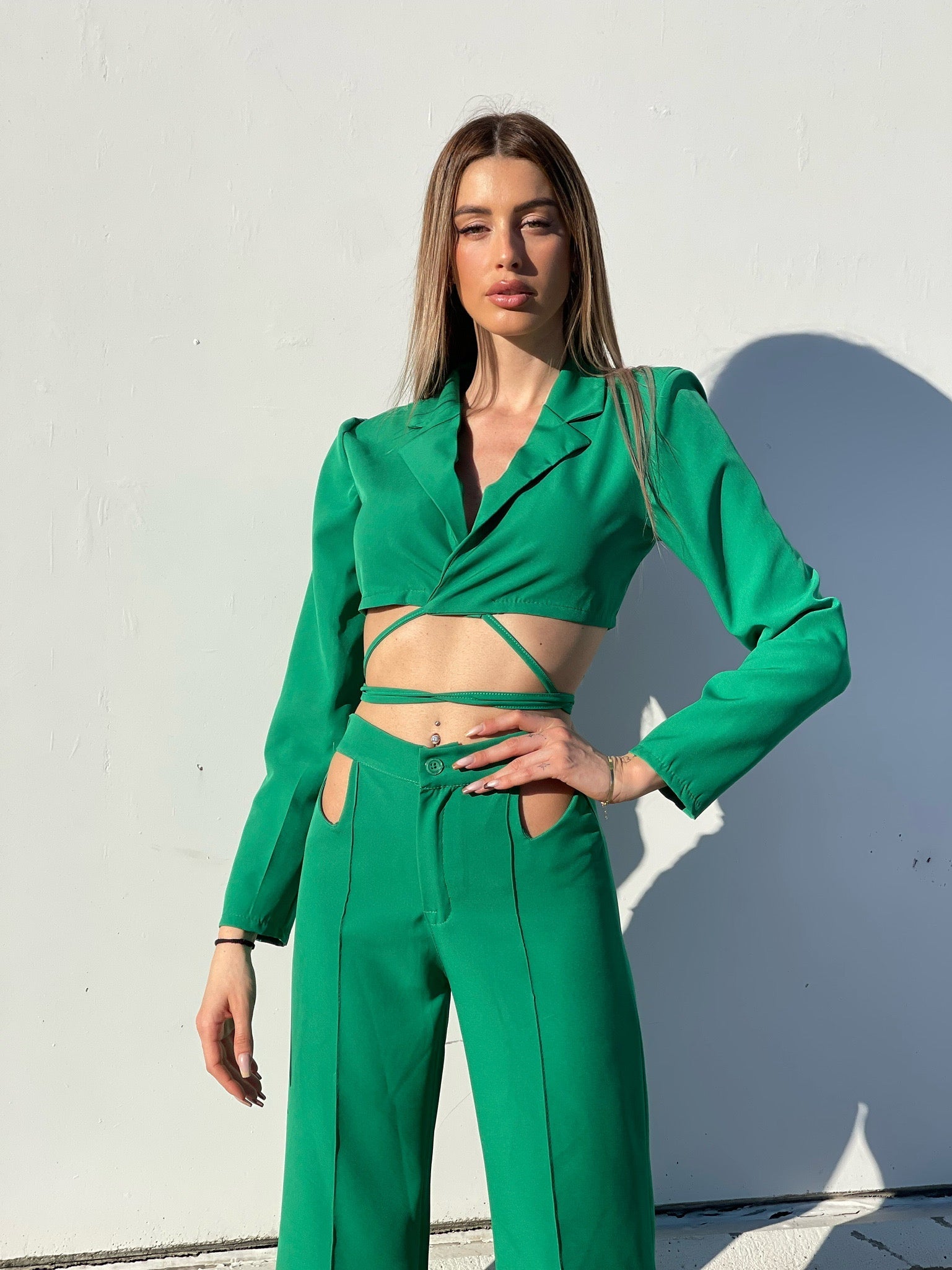 Completo top e pantalone verde