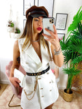 Tutina a Blazer con borsetta Bianca