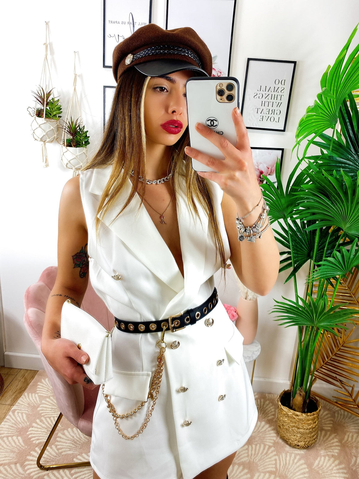Tutina a Blazer con borsetta Bianca