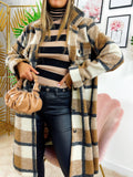 Giacca a quadri lunga Camel Nera