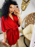 Abito a kimono in raso con cintura