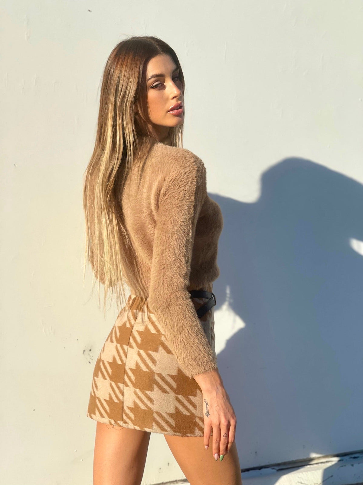 Maglioncino morbidissimo a collo alto camel