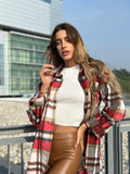 Giaccone a quadri Camel rosso