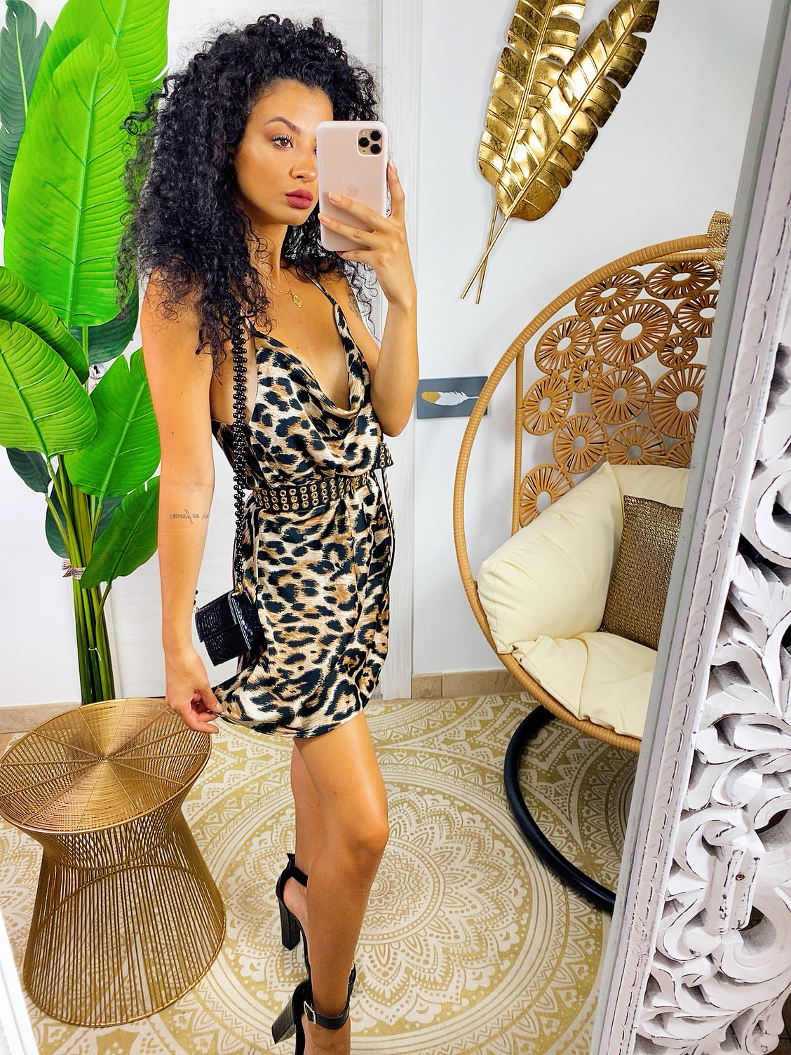 Abito in raso trama animalier