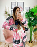 Cardigan con frange e cinta Rosa