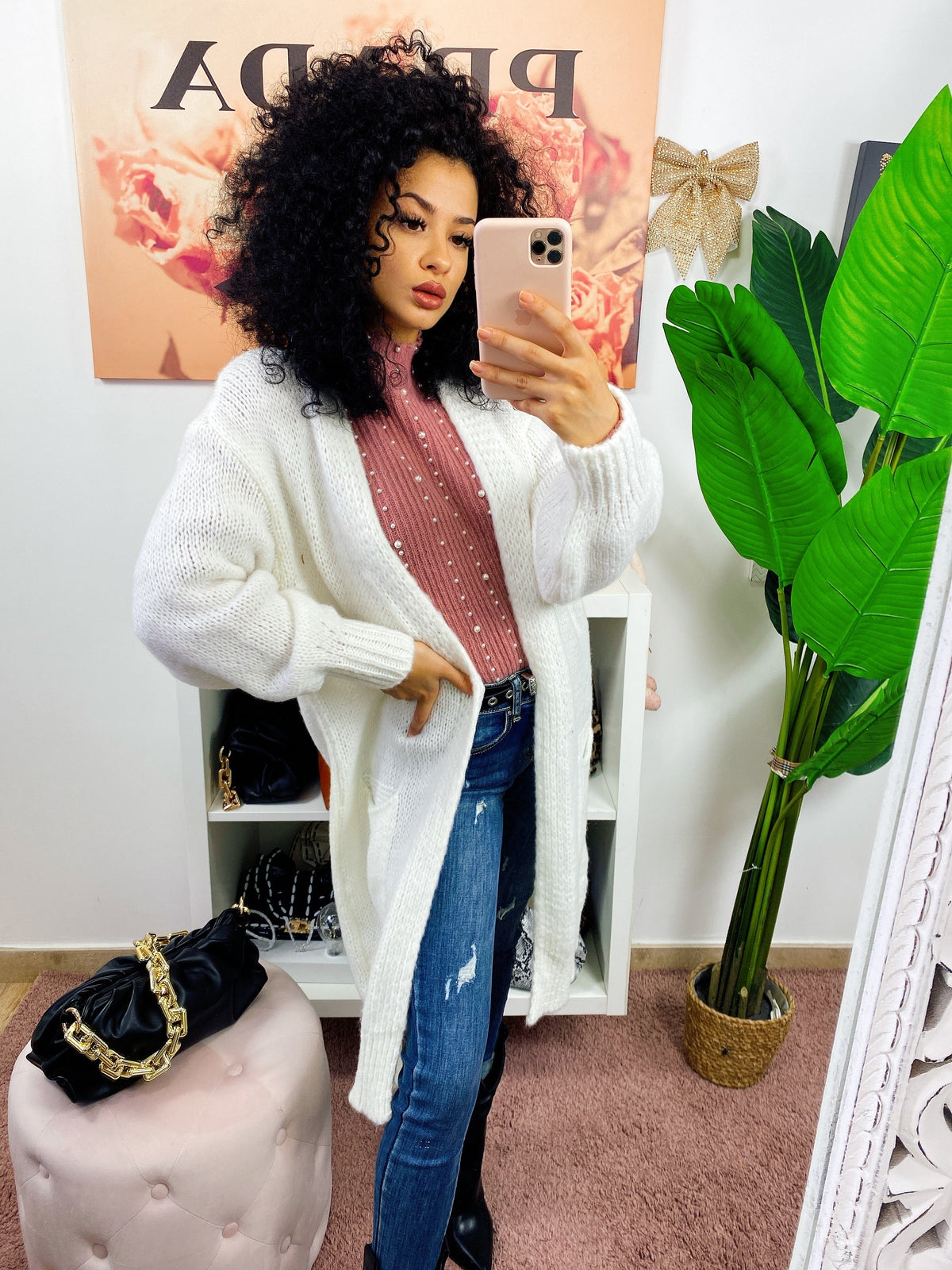 Cardigan lungo morbido bianco