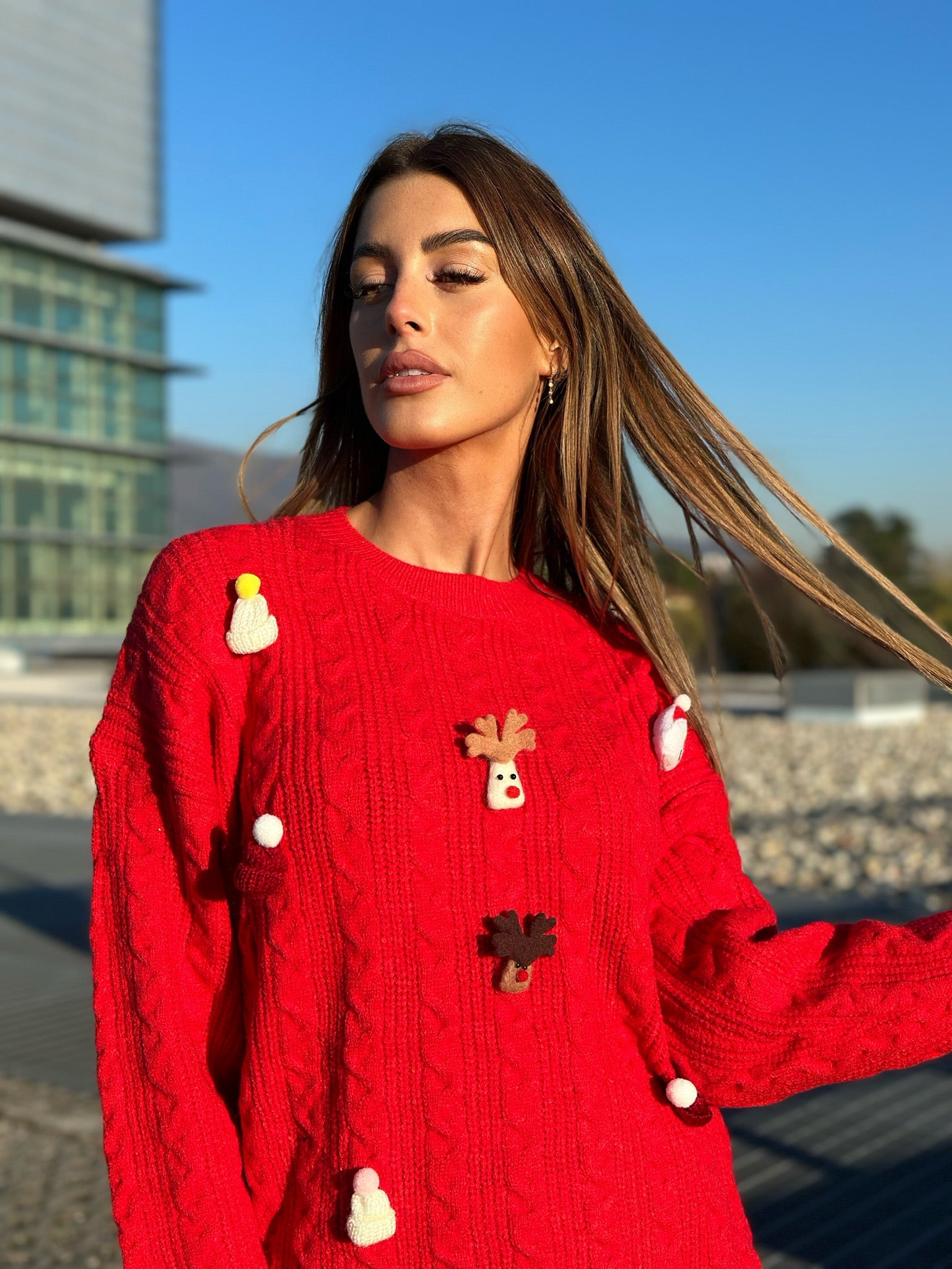 Maxi maglione con pupazzetti