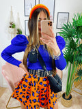 Top con spalline bombate Blu