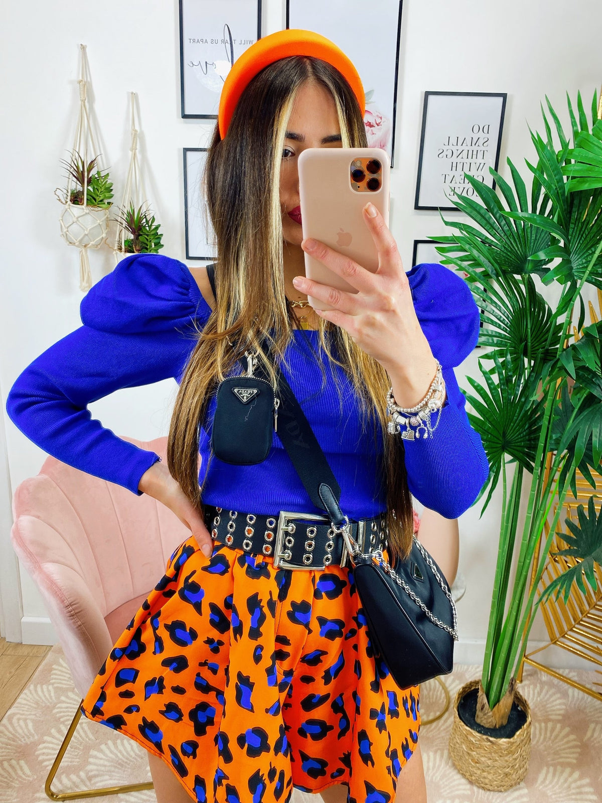 Top con spalline bombate Blu