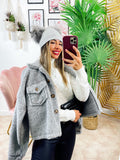 Cappotto corto Teddy grigio