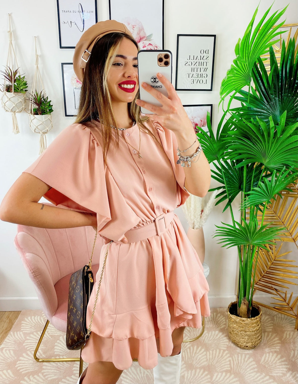 Abito con cintura Rosa