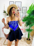 Top stampa bandana blu