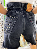 Short Vintage Levi’s grigio nero con borchie argento