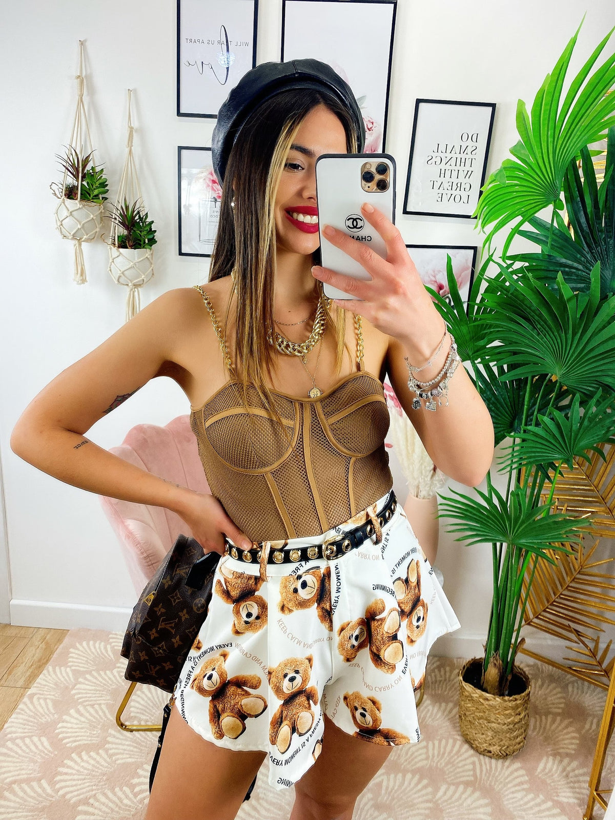 Short con Orsetti Bianco