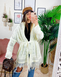 Cardigan sfrangiato bianco