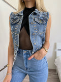 Smanicato di jeans con borchie