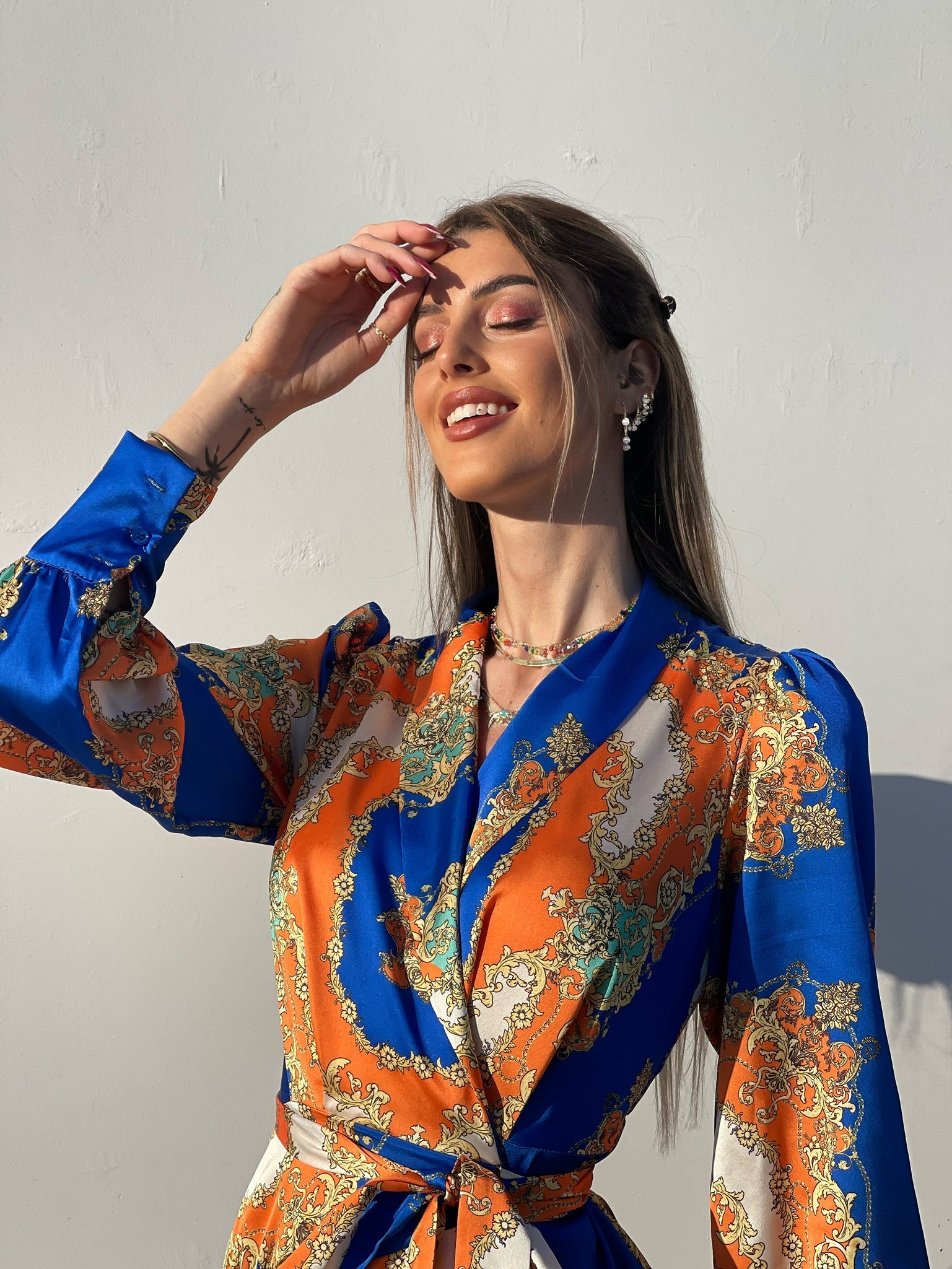 Abito etnico arancio blu
