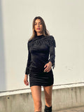 Abito in velluto con frange argento