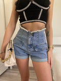 Short a vita alta con perle