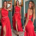 Abito impero monospalla rosso