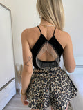 Top nero con frange