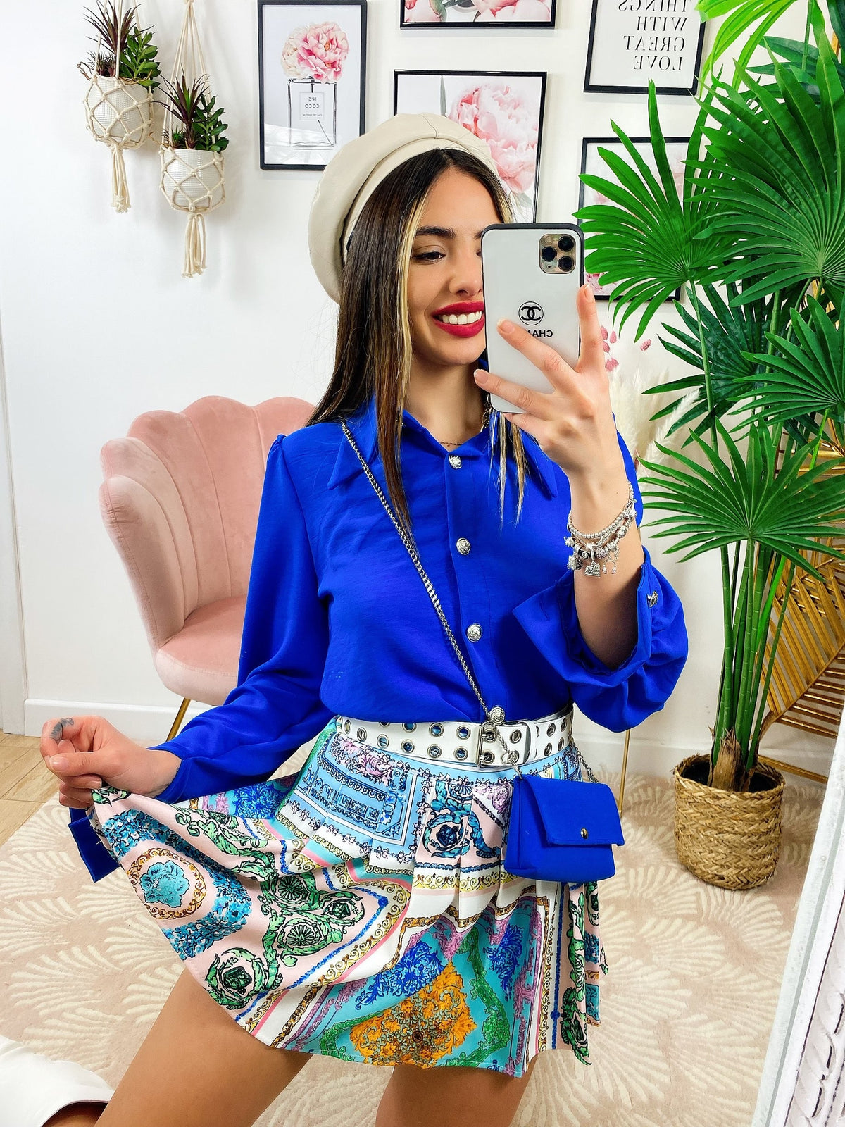 Camicia con bottoni blu