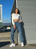 T-shirt più felpa crop bianco