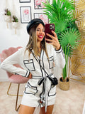 Abito con tasche e bottoni bianco