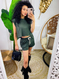 Completo sportivo maglia e short verde militare