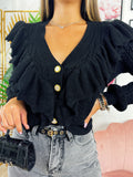 Maglione con Rouches e bottoni gioiello