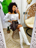 Top in raso manica lunga bianco