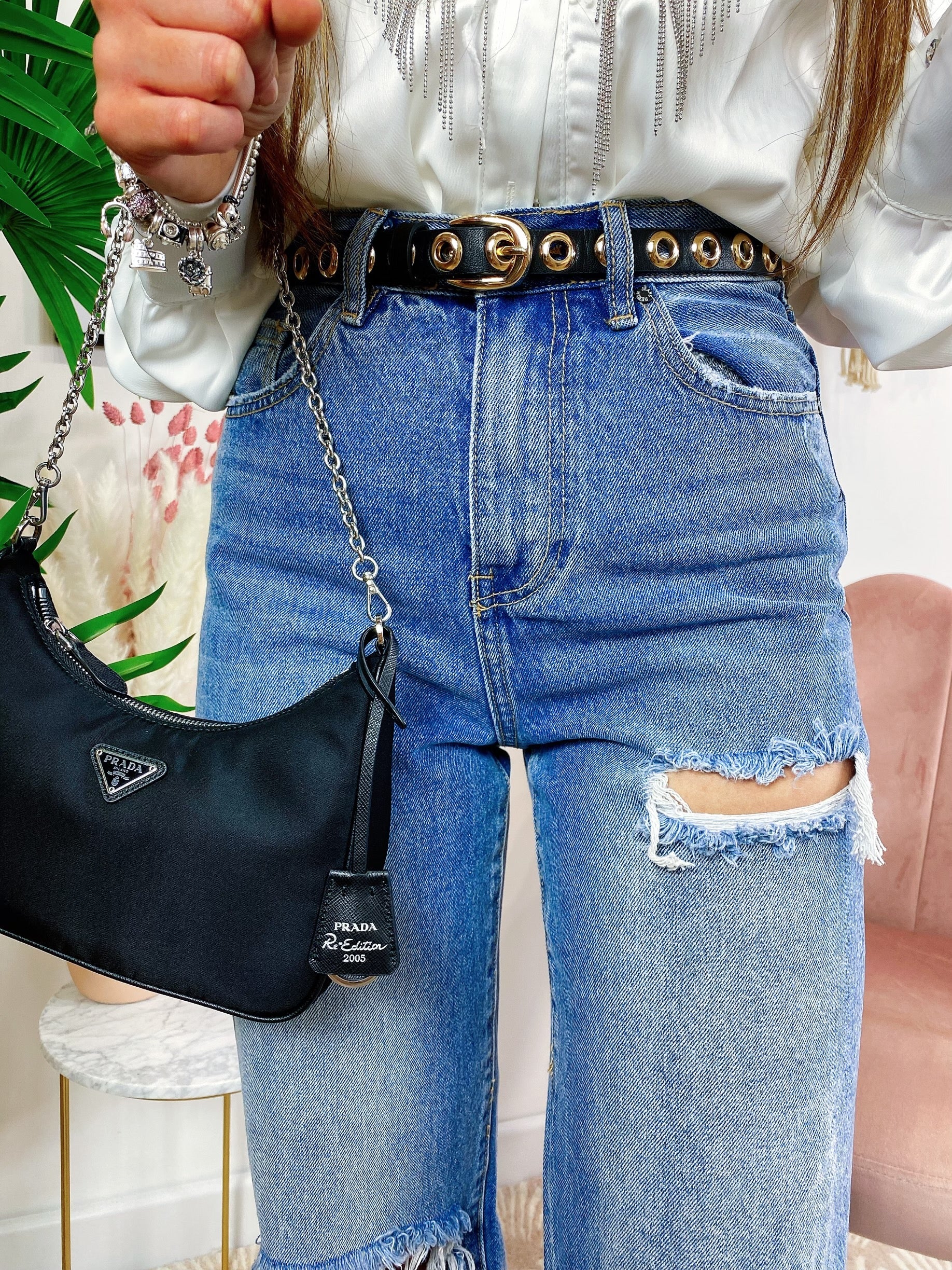 Jeans con strappi wide leg