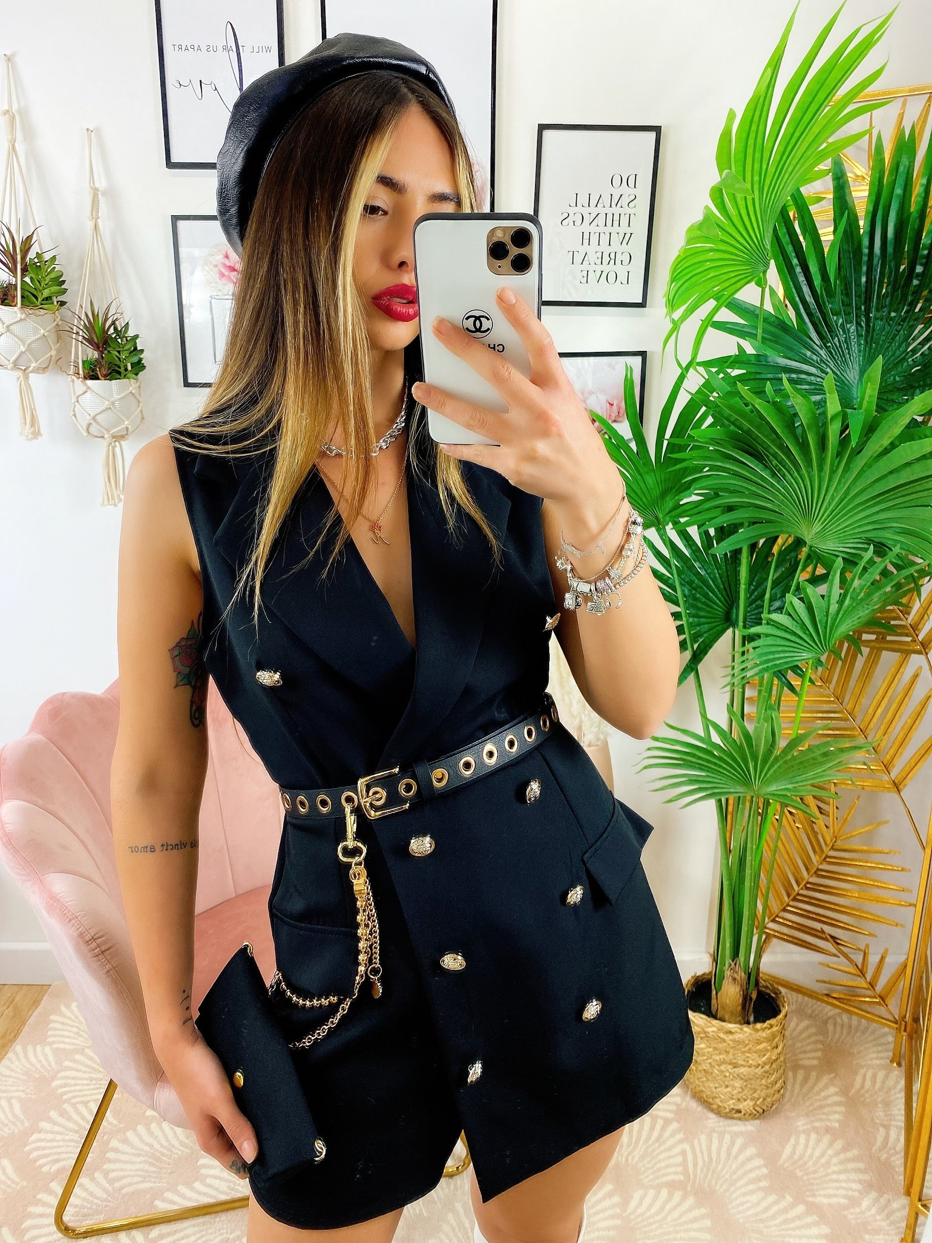 Tutina a Blazer con borsetta Nero