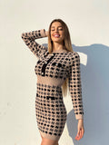Abito in maglia nero Camel con bottoncini