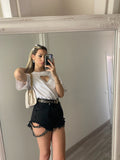 T-shirt bianca con cuore e strass