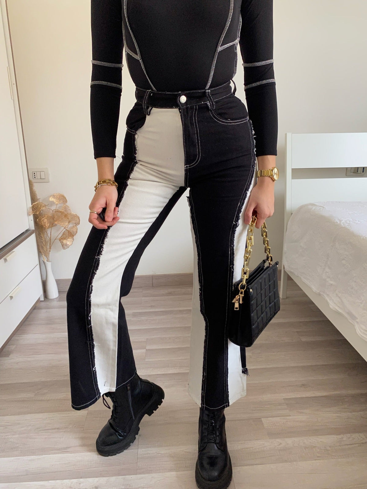 Jeans bianco nero