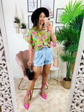 Camicia crop stampa a fiori