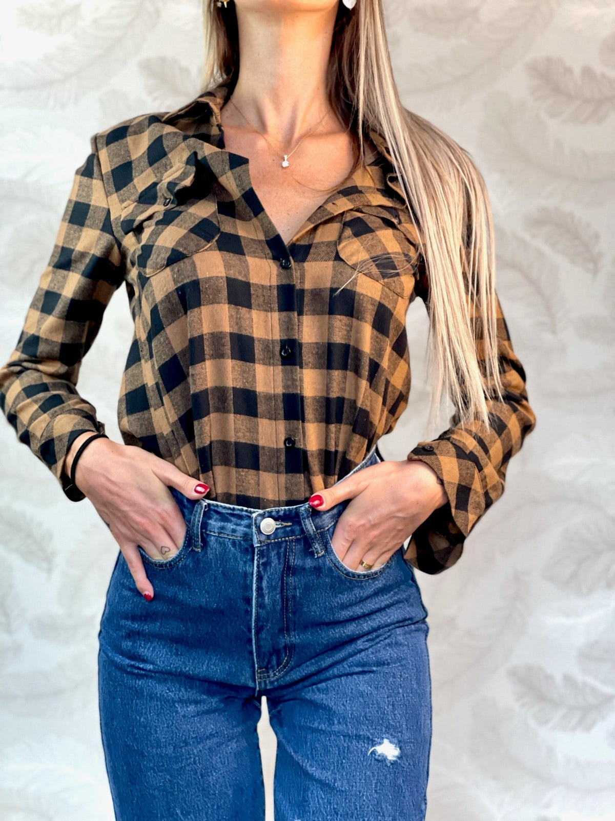 Camicia a quadri Camel black