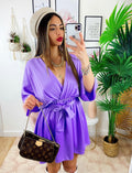 Abito a kimono in raso con cintura