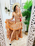 Abito con Gonna asimmetrica sfumature arancio