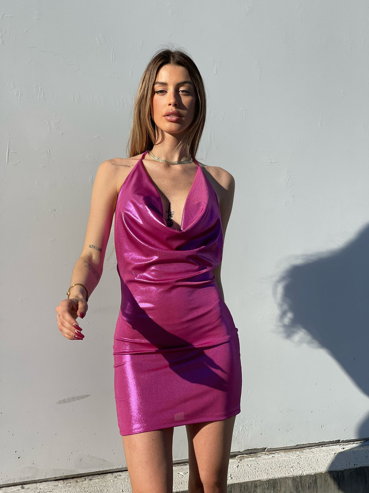 Abito lux Fuxia schiena aperta