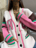 Cardigan influencer bianco rosa