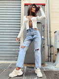 Jeans con catena argento