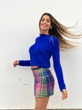 Gonna in tweed Fuxia blu
